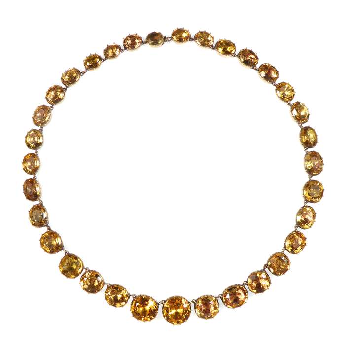 Antique golden topaz graduated collet necklace